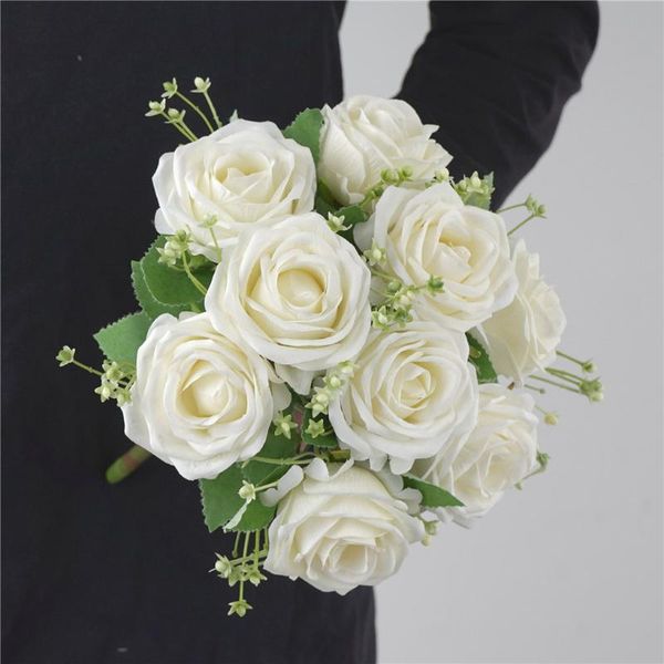 decorative flowers & wreaths 9 heads artificial rose flower bouquet bridal wedding party silk cloth fake floral decor
decorative flowers & wreaths 9 heads artificial rose flower bouquet bridal wedding party silk cloth fake floral decor