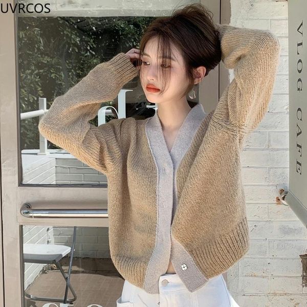 women's knits & tees korean elegant ladies color-blocked knitted cardigans women autumn winter v-neck full sleeve fashion chic short sw, White
women's knits & tees korean elegant ladies color-blocked knitted cardigans women autumn winter v-neck full sleeve fashion chic short sw, White