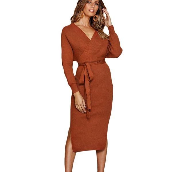 casual dresses fashion women dress 2021 knitted maxi autumn winter lady v neck sashes sweater long sleeve vintage split, Black;gray
casual dresses fashion women dress 2021 knitted maxi autumn winter lady v neck sashes sweater long sleeve vintage split, Black;gray