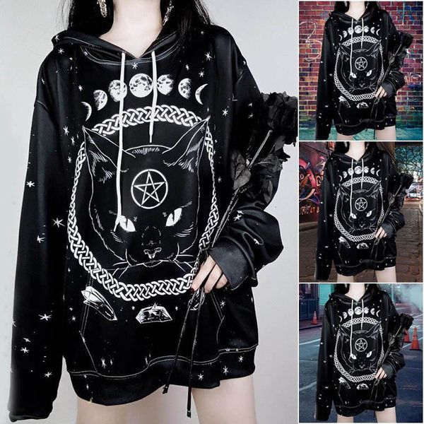 casual halloween cat autumn oversized jumper hooded pullover women's female loose pullover hoodies outwear, Black
casual halloween cat autumn oversized jumper hooded pullover women's female loose pullover hoodies outwear, Black