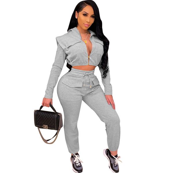 outfit set women casual solid zipper two piece set hooded v neck long sleeve with pockets drawstring pants tracksuit, Gray
outfit set women casual solid zipper two piece set hooded v neck long sleeve with pockets drawstring pants tracksuit, Gray