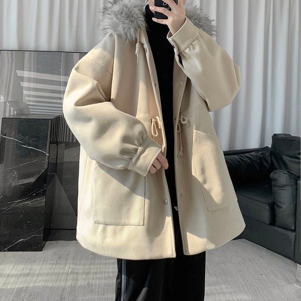 2021 winter thick men's warm fashion casual fur collar hooded men style oversize long woolen coat mens qw9l, Black
2021 winter thick men's warm fashion casual fur collar hooded men style oversize long woolen coat mens qw9l, Black