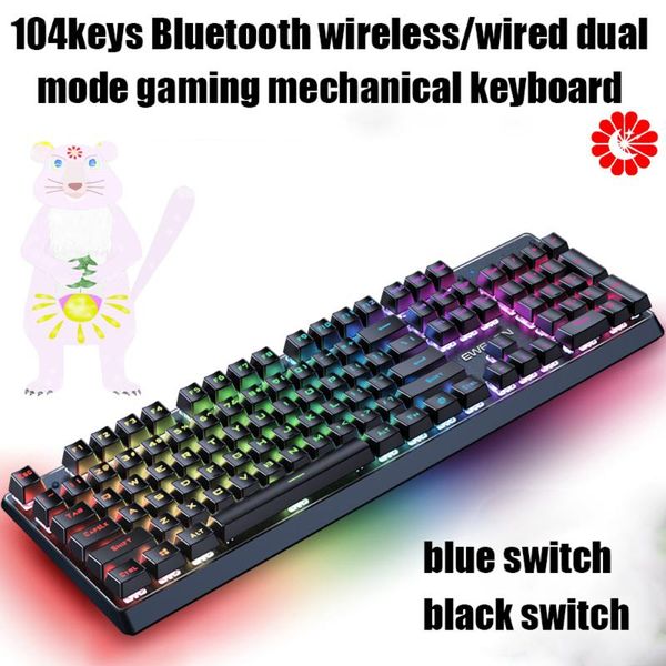 keyboards mechanical keyboard bluetooth dual-mode wireless rechargeable 104-key rgb backlit mac notebook for gamer pc
keyboards mechanical keyboard bluetooth dual-mode wireless rechargeable 104-key rgb backlit mac notebook for gamer pc