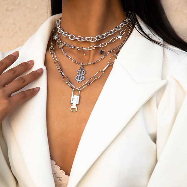 jewelry fashion versatile multi element combination exaggerated atmosphere dollar star set necklace, Silver
jewelry fashion versatile multi element combination exaggerated atmosphere dollar star set necklace, Silver