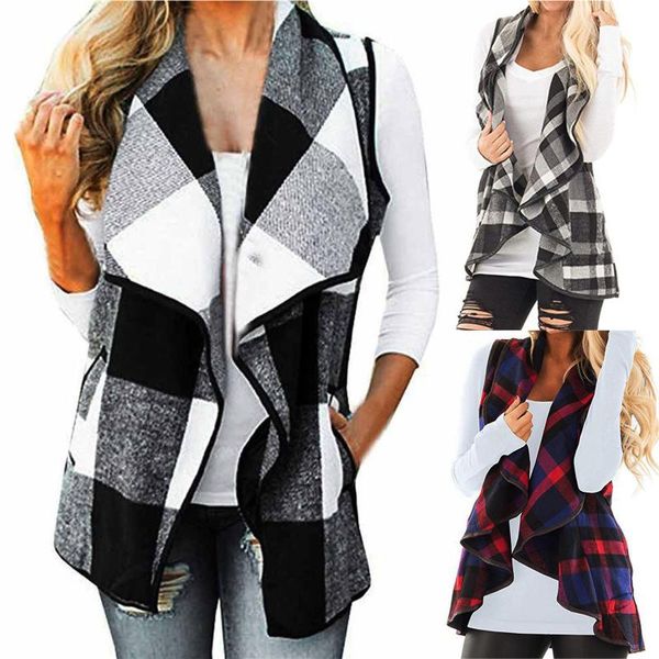 women's vests autumn fashion womens vest plaid sleeveless pockets lapel open front cardigan sherpa jacket elegant soft woman, Black;white
women's vests autumn fashion womens vest plaid sleeveless pockets lapel open front cardigan sherpa jacket elegant soft woman, Black;white