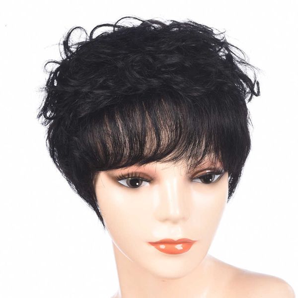 wig female short curly ffy round face middle-aged and elderly real hair head fashion m wig set, Black
wig female short curly ffy round face middle-aged and elderly real hair head fashion m wig set, Black