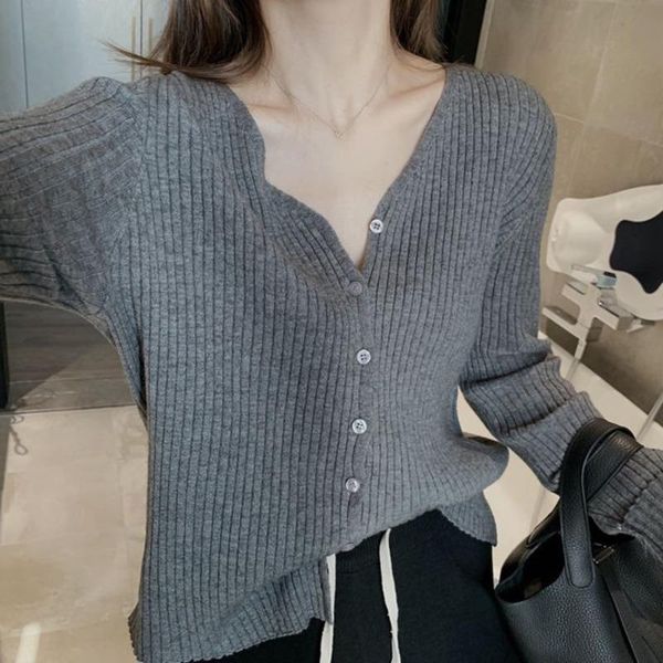 women's knits & tees v-neck knitted cardigan lazy style 2021 spring and autumn short solid color jacket en*, White
women's knits & tees v-neck knitted cardigan lazy style 2021 spring and autumn short solid color jacket en*, White