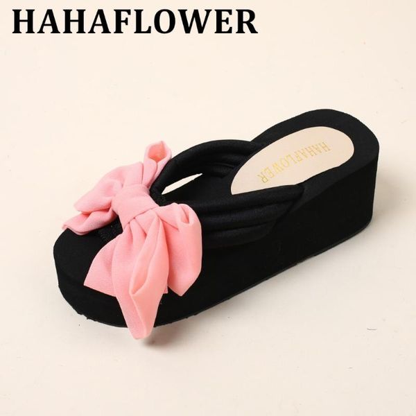 slippers hahaflower flip flops women shoes handmade bow cool summer casual beach wedge platform sandals, Black
slippers hahaflower flip flops women shoes handmade bow cool summer casual beach wedge platform sandals, Black