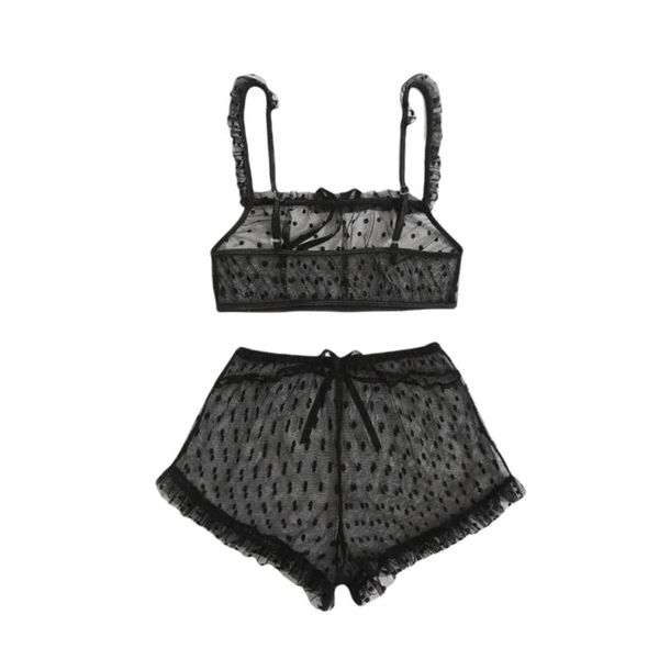 women\u2021s mesh perspective lingerie set fashion solid color lace decor and high waist panties, Red;black
women\u2021s mesh perspective lingerie set fashion solid color lace decor and high waist panties, Red;black