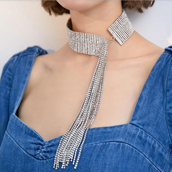 chokers mogaku korean style women necklaces fashion shiny long tassel rhinestone necklace bridesmaid party wedding charm jewelry, Golden;silver
chokers mogaku korean style women necklaces fashion shiny long tassel rhinestone necklace bridesmaid party wedding charm jewelry, Golden;silver