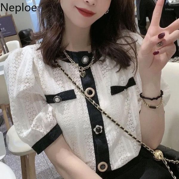 women's blouses & shirts neploe fashion short sleeve women 2021 summer korean contrast color o neck lace cardigan chic loose chiffon, White
women's blouses & shirts neploe fashion short sleeve women 2021 summer korean contrast color o neck lace cardigan chic loose chiffon, White