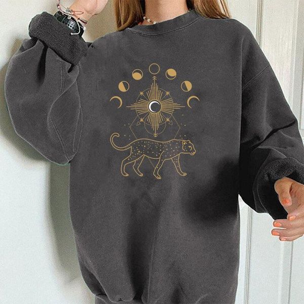 women's hoodies & sweatshirts vintage women leopard print drop-shoulder long sleeve loose graphic sport clothes moletom, Black
women's hoodies & sweatshirts vintage women leopard print drop-shoulder long sleeve loose graphic sport clothes moletom, Black