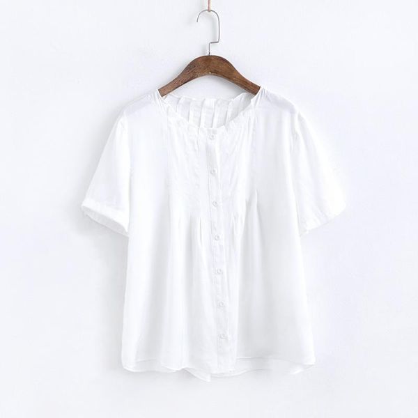 blouse women solid color round neck short-sleeved pleated female white shirt slimming loose casual women top
blouse women solid color round neck short-sleeved pleated female white shirt slimming loose casual women top