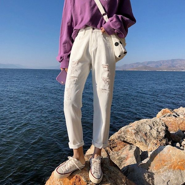 hole 2021 summer thin washed high waist straight pants for women cuffs ripped jeans 6aim, Blue
hole 2021 summer thin washed high waist straight pants for women cuffs ripped jeans 6aim, Blue