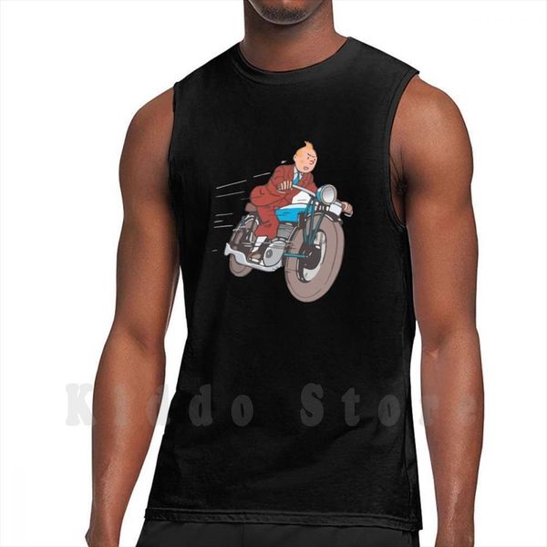 tintin tank vest 100% cotton the adventures tin les de snowy, White;black