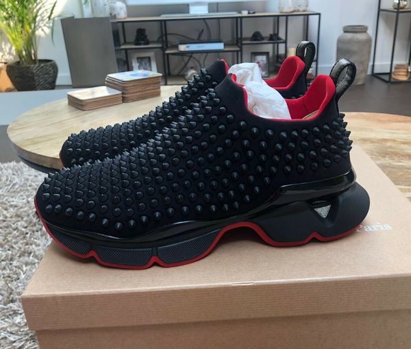 luxury fashion brands shoes couple's spiked sneakers red bottom sock spikes low spike-sock nneoprene rubber flat trainers classic donna, Black
luxury fashion brands shoes couple's spiked sneakers red bottom sock spikes low spike-sock nneoprene rubber flat trainers classic donna, Black