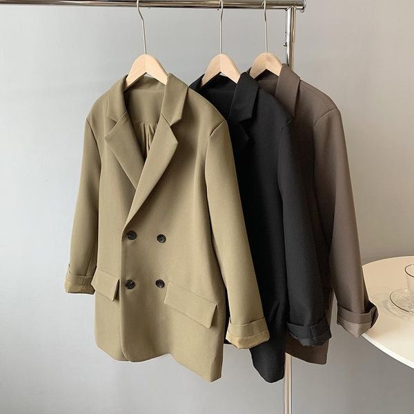 women's suits & blazers 2021 spring black loose solid color suit coat design sense korean leisure top, White;black
women's suits & blazers 2021 spring black loose solid color suit coat design sense korean leisure top, White;black