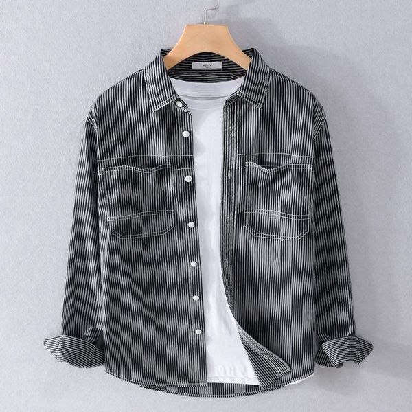 men's casual shirts autumn cotton shirt loose and comfortable japanese tooling trend design lapel, White;black
men's casual shirts autumn cotton shirt loose and comfortable japanese tooling trend design lapel, White;black