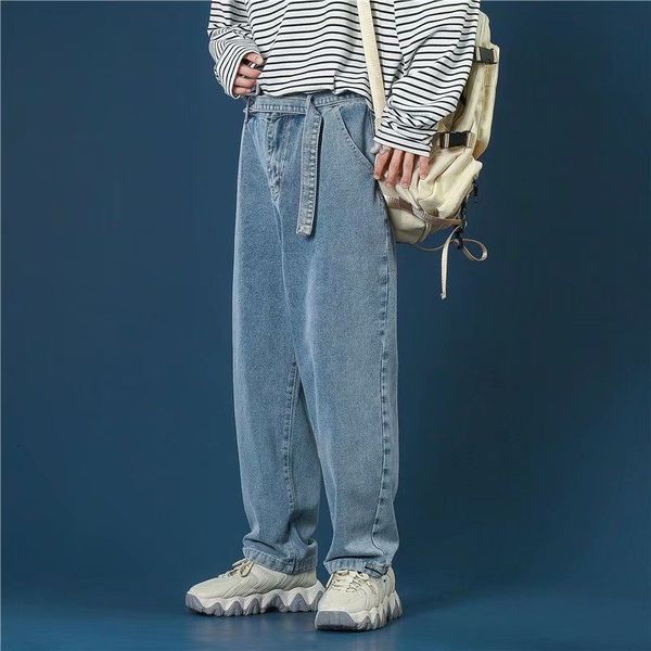 2021 new wide leg men's fashion retro casual belt jeans men streetwear wild loose hip-hop korean straight denim trousers mens s-3xl npy, Blue
2021 new wide leg men's fashion retro casual belt jeans men streetwear wild loose hip-hop korean straight denim trousers mens s-3xl npy, Blue