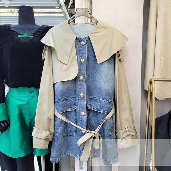 women's trench coats seebeautiful contrast color spliced loose denim coat o neck long sleeve windbreaker fashion 2021 autumn women g709, Tan;black
women's trench coats seebeautiful contrast color spliced loose denim coat o neck long sleeve windbreaker fashion 2021 autumn women g709, Tan;black