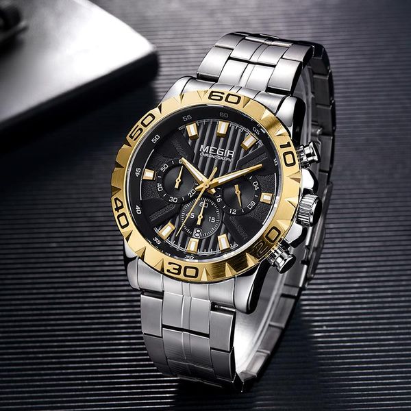 wristwatches megir stainless steel watches men chronograph quartz business mens watch waterproof wrist reloj hombre, Slivery;brown
wristwatches megir stainless steel watches men chronograph quartz business mens watch waterproof wrist reloj hombre, Slivery;brown