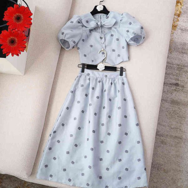 two piece dress high street est summer fashion suit set women's bow collar crop blouse skirt jbzn, White
two piece dress high street est summer fashion suit set women's bow collar crop blouse skirt jbzn, White