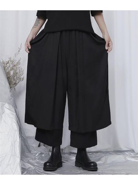 men's pants wide-leg pendant culottes hair stylist fashion trend double legs loose casual, Black
men's pants wide-leg pendant culottes hair stylist fashion trend double legs loose casual, Black
