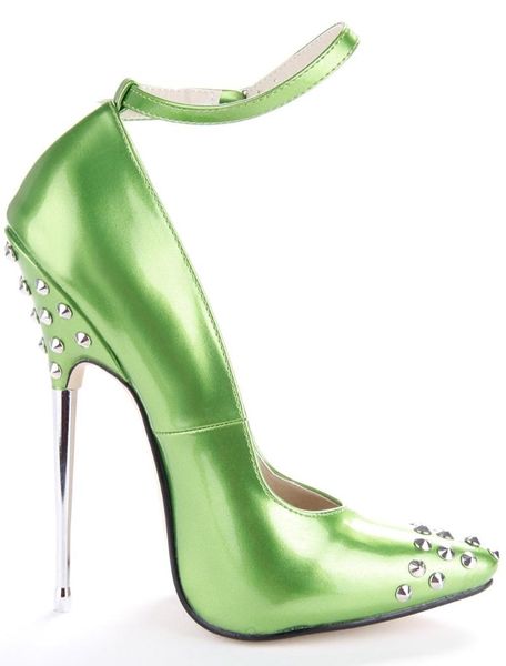dress shoes olomlb 16cm women rivet studs buckle pointy toe super high steel heel stilettos patent leather nightclub match colors, Black
dress shoes olomlb 16cm women rivet studs buckle pointy toe super high steel heel stilettos patent leather nightclub match colors, Black