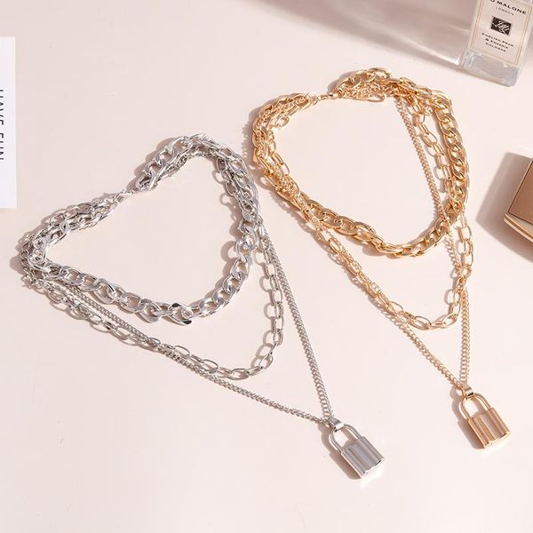 pendant necklaces punk metal lock for women modern gold silver color multi-layer chain necklace hiphop rock jewelry accessories
pendant necklaces punk metal lock for women modern gold silver color multi-layer chain necklace hiphop rock jewelry accessories