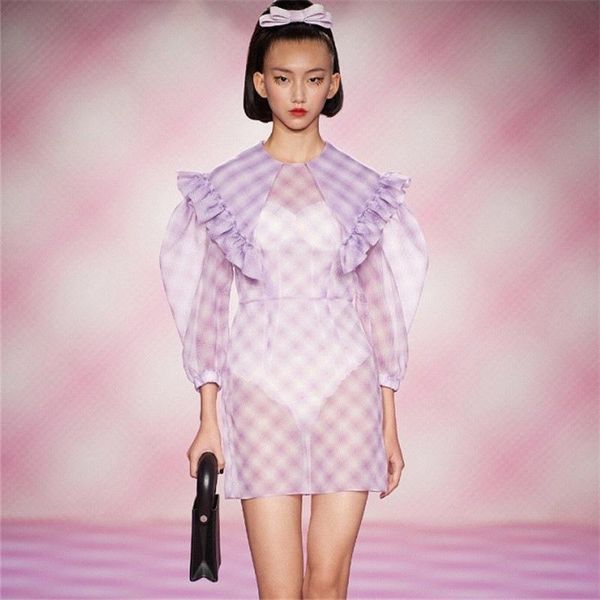 casual dresses modern runway dress 2021 ruffles turn down collar puff sleeve see through voilet plaid a line fairy clothes drop, Black;gray
casual dresses modern runway dress 2021 ruffles turn down collar puff sleeve see through voilet plaid a line fairy clothes drop, Black;gray