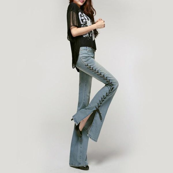 women's jeans 2021 spring and autumn slit bandage horn denim pants large size slim elastic women, Blue
women's jeans 2021 spring and autumn slit bandage horn denim pants large size slim elastic women, Blue