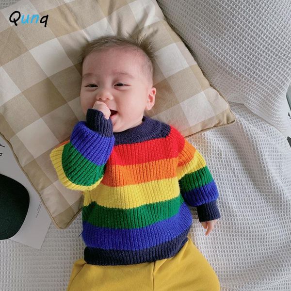 pullover qunq rainbow striped toddler children sweater 2021 spring fall knitted girls pullovers shirt o-neck casual boys clothes, Blue
pullover qunq rainbow striped toddler children sweater 2021 spring fall knitted girls pullovers shirt o-neck casual boys clothes, Blue
