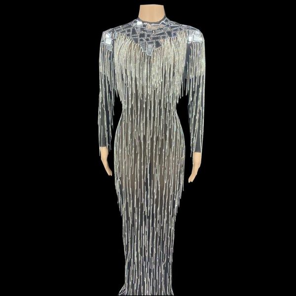 casual dresses silver rhinestone fringes mirrors mesh transparent long dress lady prom evening outfit birthday party singer show wear, Black;gray
casual dresses silver rhinestone fringes mirrors mesh transparent long dress lady prom evening outfit birthday party singer show wear, Black;gray