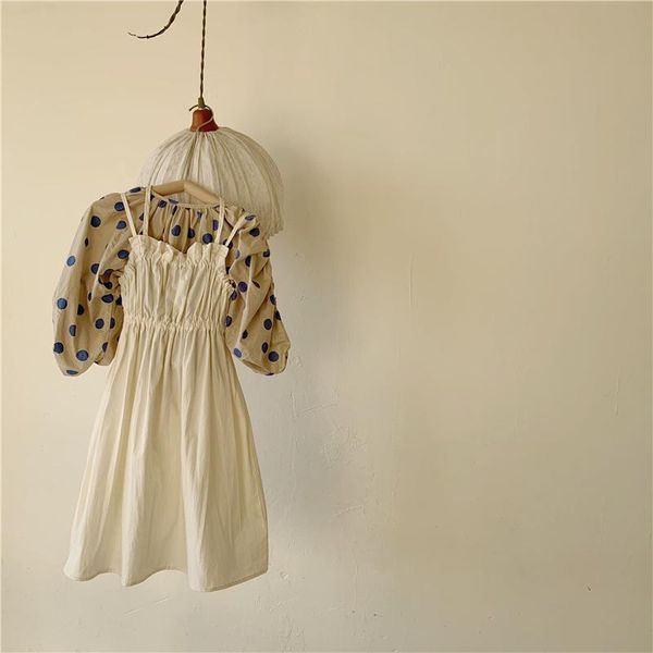 girl's dresses girls cotton suspender dress foreign style 2021 spring children wear baby white vest, Red;yellow
girl's dresses girls cotton suspender dress foreign style 2021 spring children wear baby white vest, Red;yellow