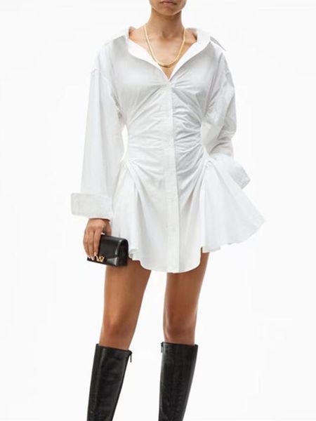 casual dresses french niche solid color light luxury 2021 summer lapel irregular dress fashion waist pleated long-sleeved shirt skirt women, Black;gray
casual dresses french niche solid color light luxury 2021 summer lapel irregular dress fashion waist pleated long-sleeved shirt skirt women, Black;gray