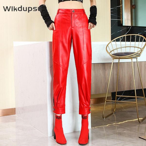women's pants & capris 100% genuine leather women high waist harem casual vintage trousers real sheepskin bown black red khaki plus siz, Black;white
women's pants & capris 100% genuine leather women high waist harem casual vintage trousers real sheepskin bown black red khaki plus siz, Black;white