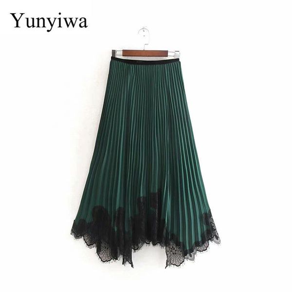skirts women elegant lace patchwork irregular hem pleated midi skirt faldas mujer autumn ladie elastic waist casual, Black
skirts women elegant lace patchwork irregular hem pleated midi skirt faldas mujer autumn ladie elastic waist casual, Black