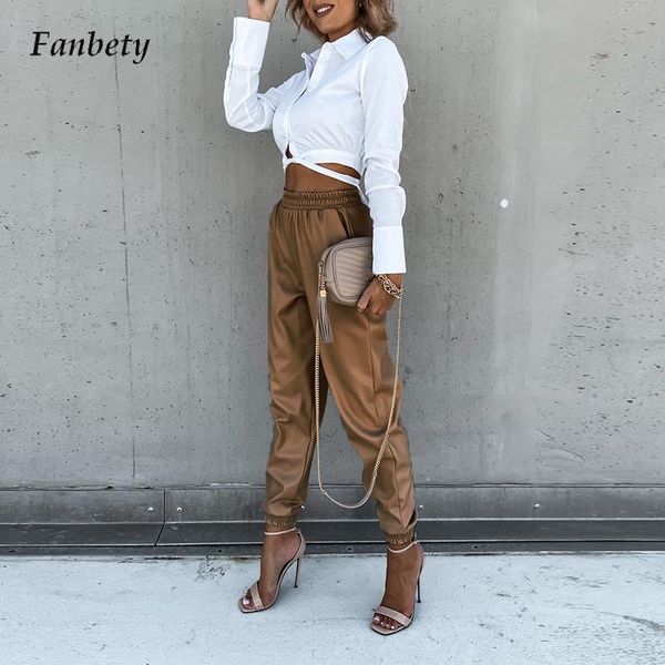 women's pants & capris women elastic waist pocket fashion trousers solid casual midi autumn long lady vintage pu leather streetwear, Black;white
women's pants & capris women elastic waist pocket fashion trousers solid casual midi autumn long lady vintage pu leather streetwear, Black;white