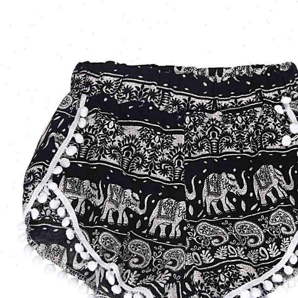 women shorts summer casual elastic waist beach shorts printed elephant tassel bohemian short pant femininas rn, White;black
women shorts summer casual elastic waist beach shorts printed elephant tassel bohemian short pant femininas rn, White;black