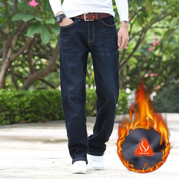 men's jeans straight loose winter fleece thick and comfortable warm brand denim pants business casual large size 44, Blue
men's jeans straight loose winter fleece thick and comfortable warm brand denim pants business casual large size 44, Blue