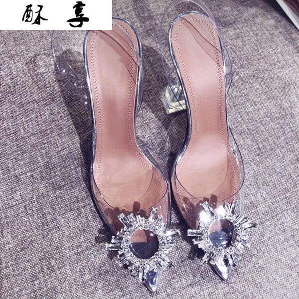 sandals 2021 summer fashion baotou elegant rhinestone women heel pointed comfortable transparent banquet, Black
sandals 2021 summer fashion baotou elegant rhinestone women heel pointed comfortable transparent banquet, Black