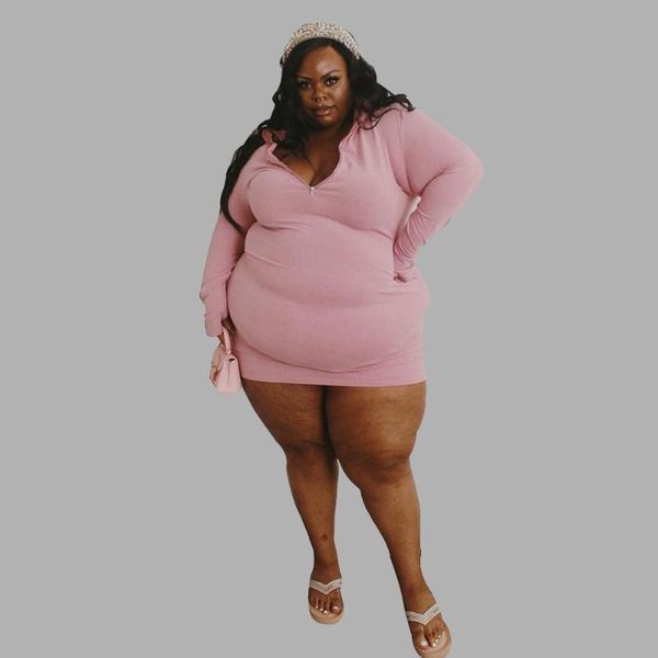 plus size dresses women clothing stand collar zipper long sleeve solid color stretch street wear mini dress wholesale drop, Black
plus size dresses women clothing stand collar zipper long sleeve solid color stretch street wear mini dress wholesale drop, Black