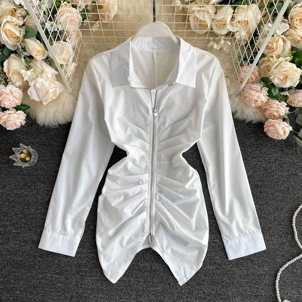 young women's yujie shirt women's design sense non-mainstream pleated zipper slim fit all-match long-sleeve blouse mid-length, White
young women's yujie shirt women's design sense non-mainstream pleated zipper slim fit all-match long-sleeve blouse mid-length, White