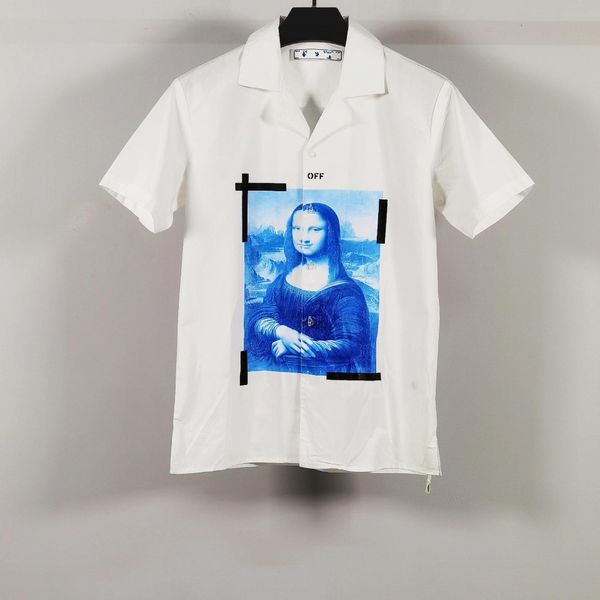 off mona lisa portrait print shirt for men and women in spring summer, White;black
off mona lisa portrait print shirt for men and women in spring summer, White;black