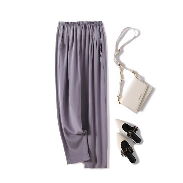 women's pants & capris silk casual trousers solid color wild mulberry loose, Black;white
women's pants & capris silk casual trousers solid color wild mulberry loose, Black;white