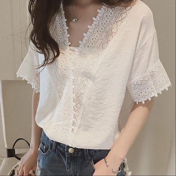 fashion lace women blouses shirt summer short sleeve women hollow lace blouse women shirt female blusas femininas, White
fashion lace women blouses shirt summer short sleeve women hollow lace blouse women shirt female blusas femininas, White