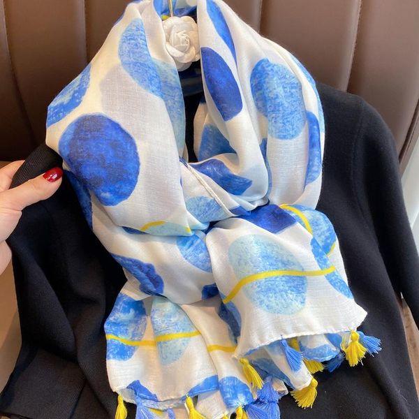 scarves 2021korean elegant cotton women's scarf spring thin flower summer sunscreen shawl dual purpose long beach towel, Blue;gray
scarves 2021korean elegant cotton women's scarf spring thin flower summer sunscreen shawl dual purpose long beach towel, Blue;gray