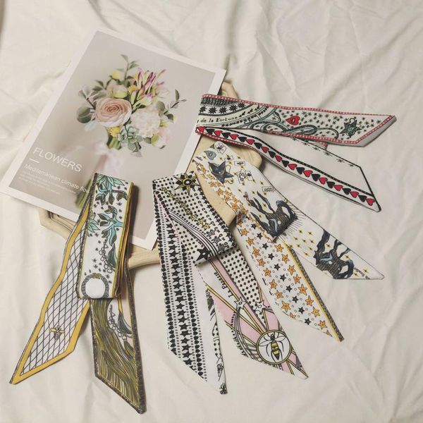 scarves satin ribbon hair bands retro square scarf women tarot print small neck scarfs headwear french elegant accessories, Blue;gray
scarves satin ribbon hair bands retro square scarf women tarot print small neck scarfs headwear french elegant accessories, Blue;gray
