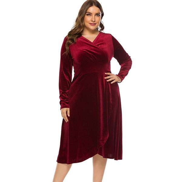 casual dresses women plus size dress velvet crossover v neck long sleeve high waist drape midi elegant 3xl 5xl vestidos, Black;gray
casual dresses women plus size dress velvet crossover v neck long sleeve high waist drape midi elegant 3xl 5xl vestidos, Black;gray