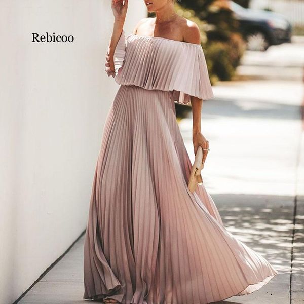 off shoulder chiffon dress women summer dresses ruffle pleated long casual solid elegant holiday loose beach, Black;gray
off shoulder chiffon dress women summer dresses ruffle pleated long casual solid elegant holiday loose beach, Black;gray